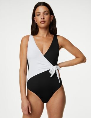 Marks and Spencer Tummy Control Striped One Shoulder Swimsuit