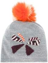 Thumbnail for your product : Fendi butterfly pom pom beanie