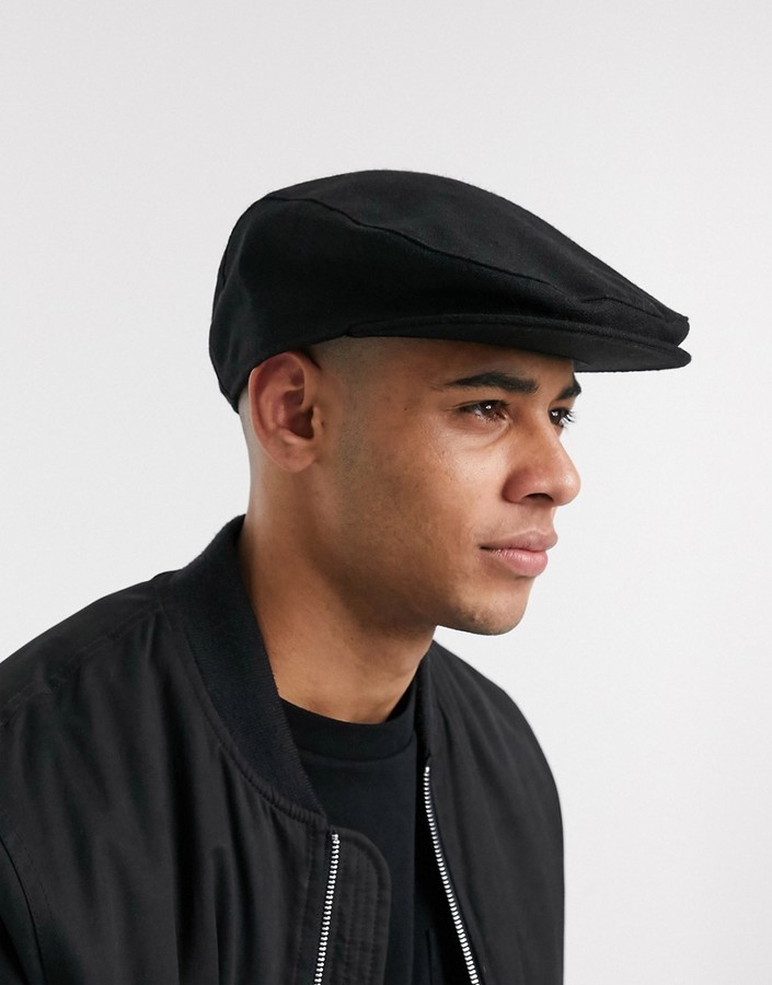 ASOS DESIGN flat cap in black - ShopStyle Hats