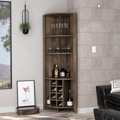 Latitude Run 8-Bottle 5-Shelf Corner Bar Cabinet