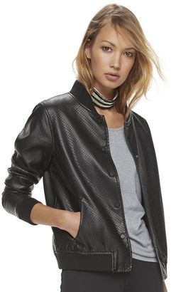 Madden NYC Juniors' Perforated Faux-Leather Jacket