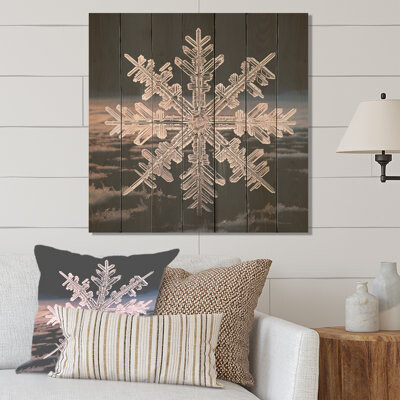 Winston Porter Crystal Snowflake Tranquility II - Winter Landscape On Wood Print