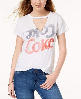 Mighty Fine Juniors' Coke Graphic-Print Choker T-Shirt