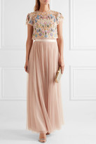 Thumbnail for your product : Needle & Thread Flowerbed Embellished Tulle Top - Blush