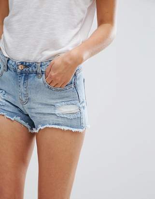 New Look Raw Hem Hotpant Denim Shorts