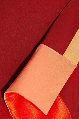 Jonathan Saunders Faustine color-block crepe de chine wrap top