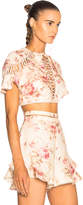Thumbnail for your product : Zimmermann Corsair Flutter Lace Up Top