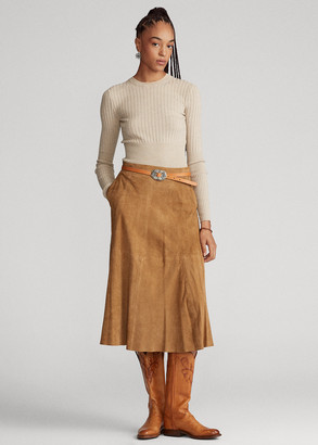 Ralph Lauren Suede A-Line Skirt - ShopStyle