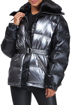 Yves Salomon Down Jacket With Mink Fur Collar - ShopStyle