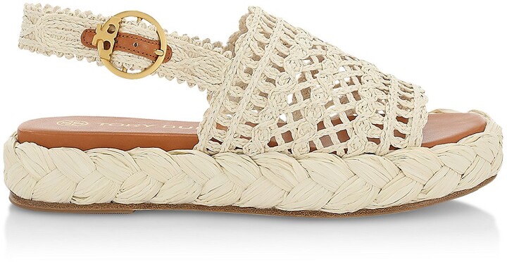 Tory Burch Raffia Flatform Sandals - ShopStyle
