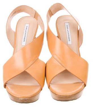 Diane von Furstenberg Leather Wedge Sandals