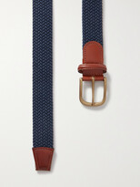 Thumbnail for your product : Anderson & Sheppard 3.5cm Leather-Trimmed Woven Belt