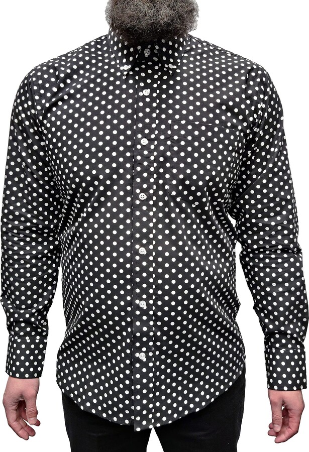 Relco Mens Polka Dot Button Down Shirt`s (Medium ShopStyle