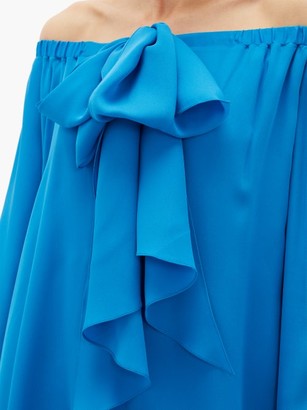 Roland Mouret Caldera Off-the-shoulder Silk-georgette Dress - Blue
