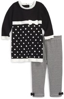 Thumbnail for your product : Little Me 'Black & White' Sweater Dress & Leggings (Baby Girls)
