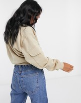 Thumbnail for your product : Noisy May Petite half zip sweat top in stone