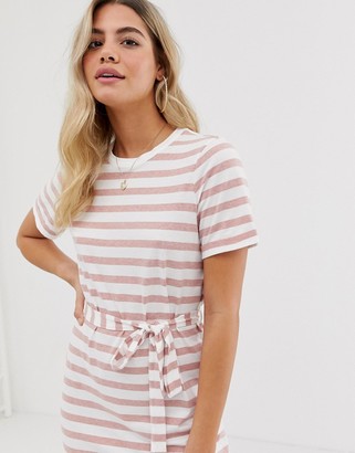 ASOS DESIGN mini t-shirt dress in bold stripe with belt