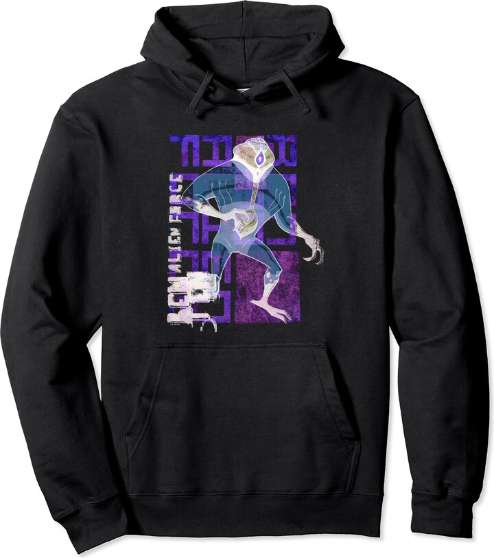 Ben 10 Alien Force DNAlien Retro Neon Distressed Shot Pullover Hoodie