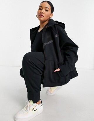 Nike Plus Tech Fleece zip thru hoodie in black