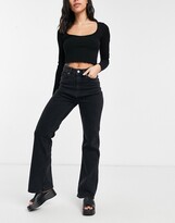 Thumbnail for your product : Monki Kaori organic blend cotton flared jeans in black