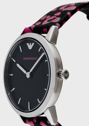 Emporio Armani Women'S Leather Two-Hand Watch