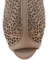 Thumbnail for your product : Badgley Mischka July Leather Peep-Toe Bootie, Mushroom