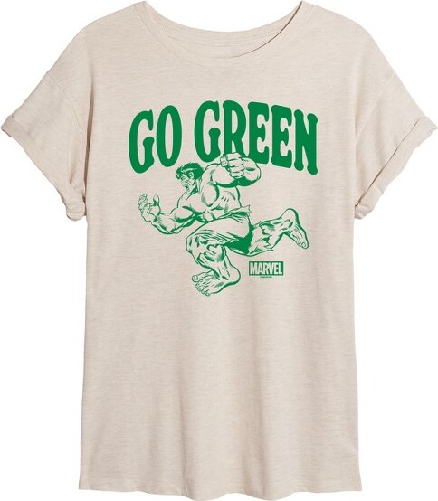 Marvel Women's Hulk Go Green Oversized Graphic T-Shirt - Birch - X-Large