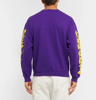 SASQUATCHfabrix. Iroha Distressed Fleece-Back Cotton-Blend Jersey Sweatshirt