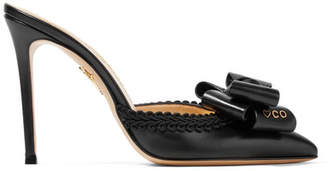 Charlotte Olympia Bow-embellished Leather Mules