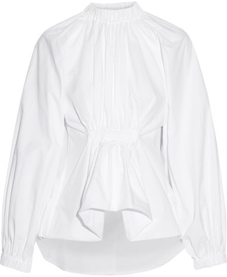 Ellery Echo Gathered Cotton-jacquard Shirt - White