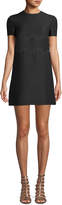Thumbnail for your product : Valentino Short-Sleeve Crepe-Couture A-Line Dress w/ Rockstud Waist
