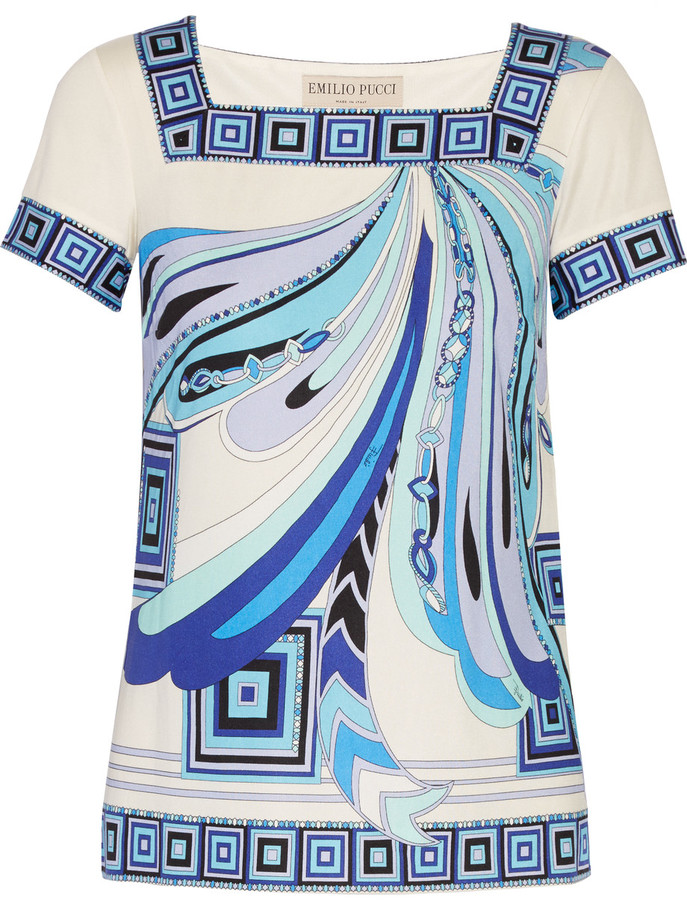 Emilio Pucci Printed silk-jersey top - ShopStyle