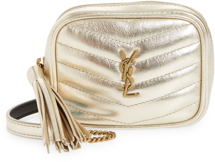 Saint Laurent Lou Lou Metallic Calfskin Leather Belt Bag With Tassel In  Gold