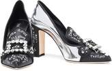 Thumbnail for your product : Dolce & Gabbana Embellished Printed And Mirrored-leather Pumps