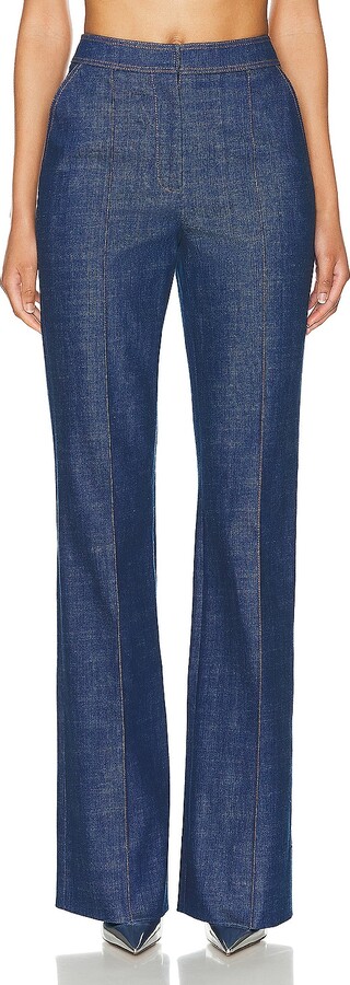 LaQuan Smith High Waisted Wide Leg Jeans in Denim-Dark