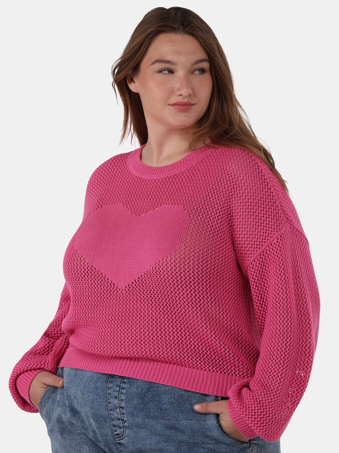 No Boundaries Heart Mesh Pullover, Lightweight, Women’s Plus