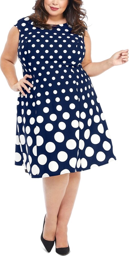 Navy Polka Dot Dress Plus Size | ShopStyle