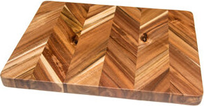 Lipper Acacia Herringbone Rectangular Cutting/Serve Board With Inset Handles And Well, Medium ETA July