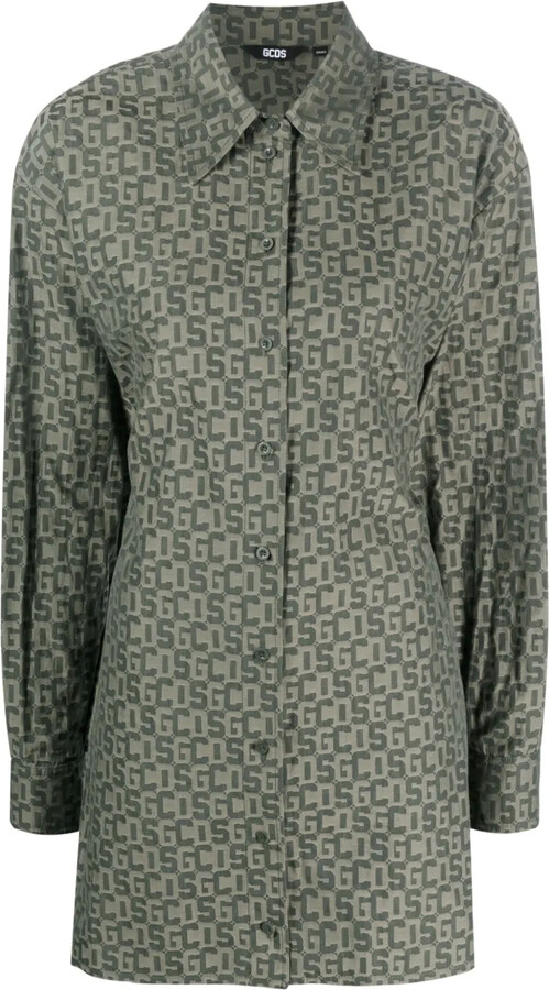 GCDS Logo-Print Shirt Dress