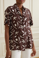 Thumbnail for your product : Matteau + Net Sustain Printed Organic Silk Shirt - Brown