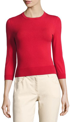Michael Kors Collection 3/4-Sleeve Crewneck Sweater