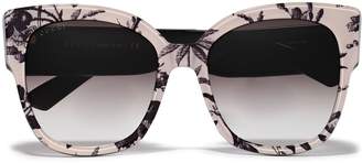Gucci Square-frame Floral-print Acetate Sunglasses