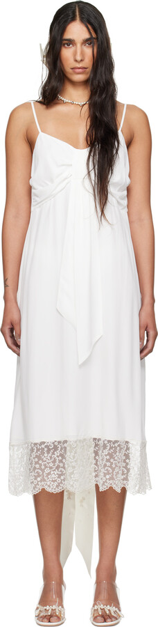 Simone Rocha SSENSE Exclusive White Front Bow Slip Dress