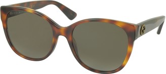 Gucci GG0097S 006 Havana Acetate Cat Eye Women's Polarized Sunglasses