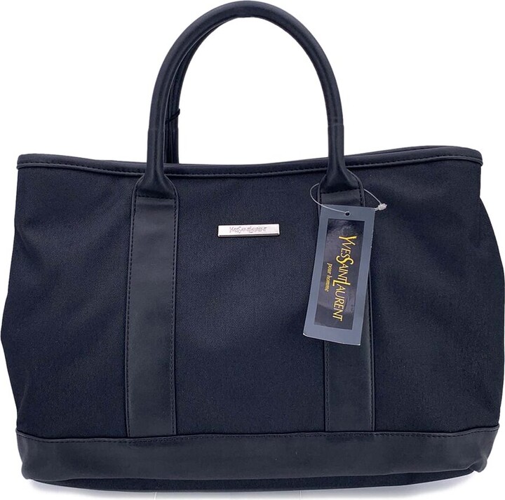 Saint Laurent Black Cotton Tote (Authentic Pre-Loved)
