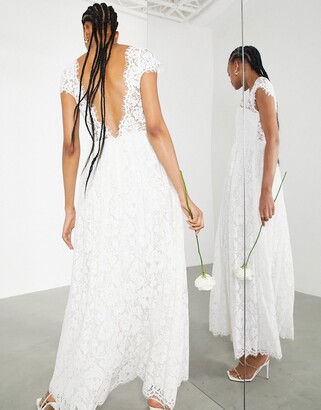 ASOS EDITION Alexandra cap sleeve v neck lace wedding dress
