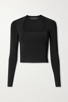 Thumbnail for your product : Alice + Olivia Ricarda Cropped Stretch-knit Top