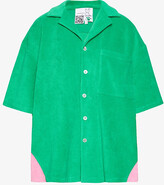 Womens Green Terry-texture Oversized 