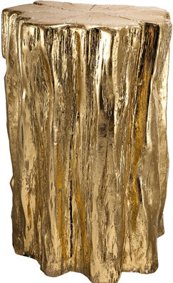 13.5x13x20" Magnesium Golden Tree Trunk Stool, Antique Gold Tone, And Versatile, Complements Living Room, Office, Bedroom Decoration Radiance, Enhance