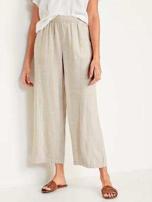 Old Navy High-Waisted Linen-Blend Wide-Leg Pants for Women - ShopStyle